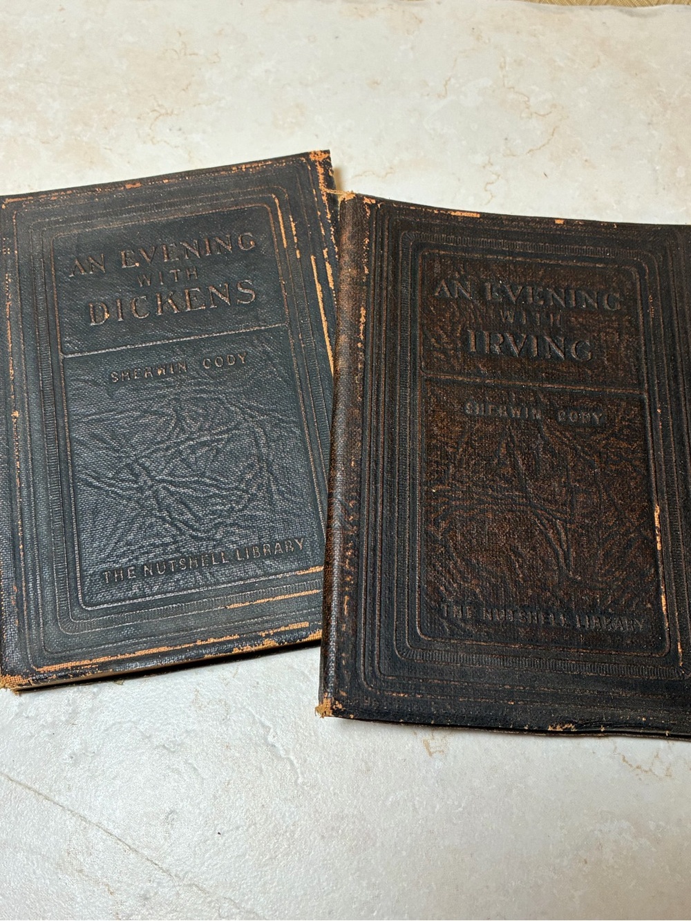 2 Vintage 1907 Nutshell Library Books - Dickens and Irving